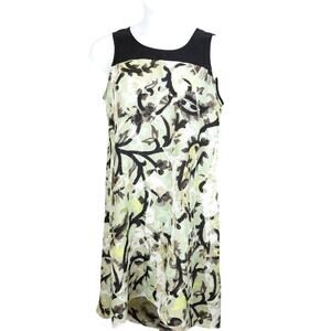 NIC + Zoe Floral Black Green Shift Dress, Size Large